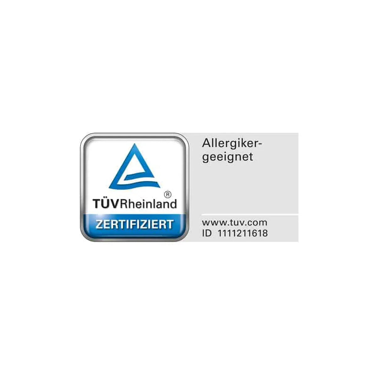 TÜV Rheinland Zertifiziert Siegel „Allergikergeeignet“, ID 1111211618