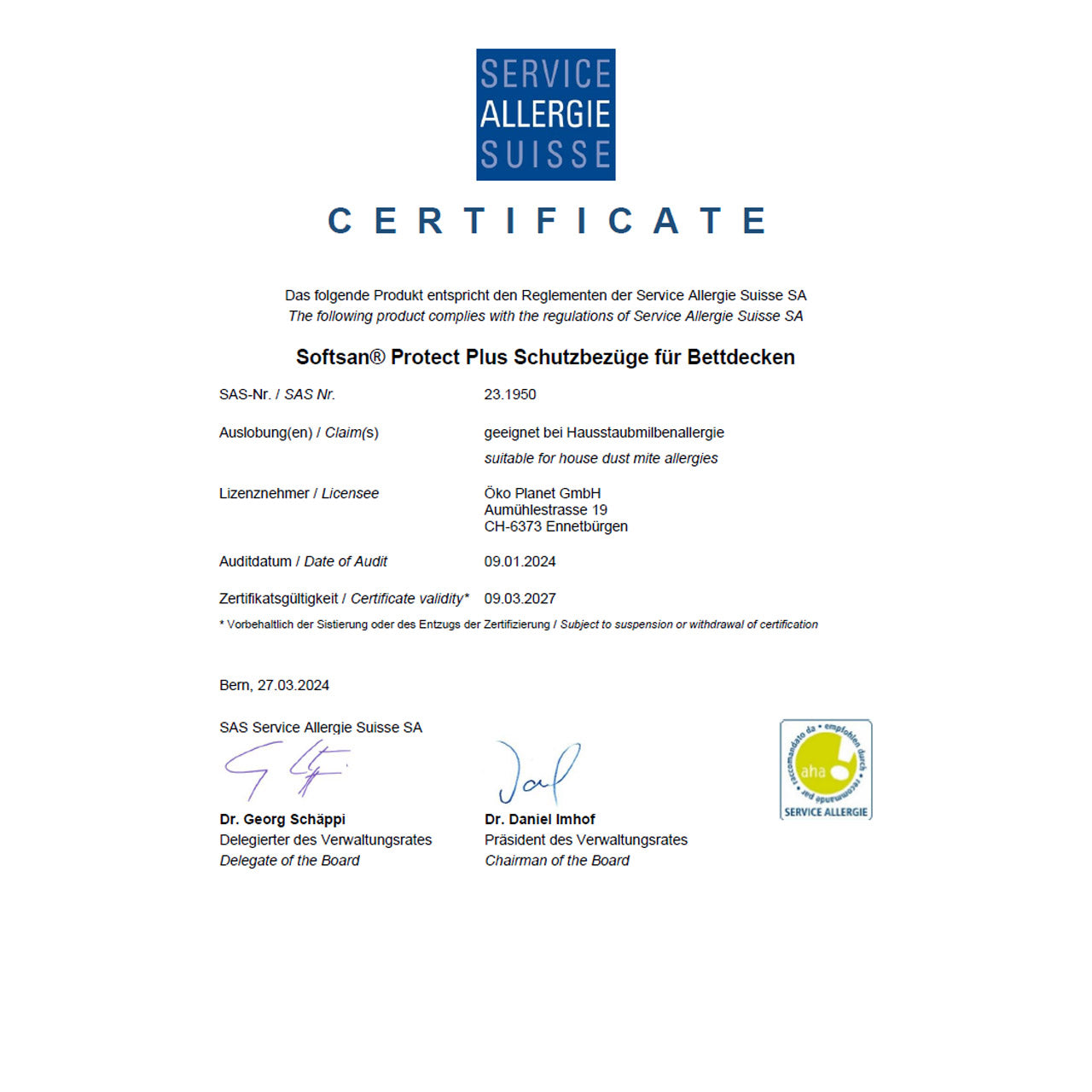 Softsan® Anti Milben Bettdecken Encasing Maßanfertigung | Schutzbezug für Allergiker