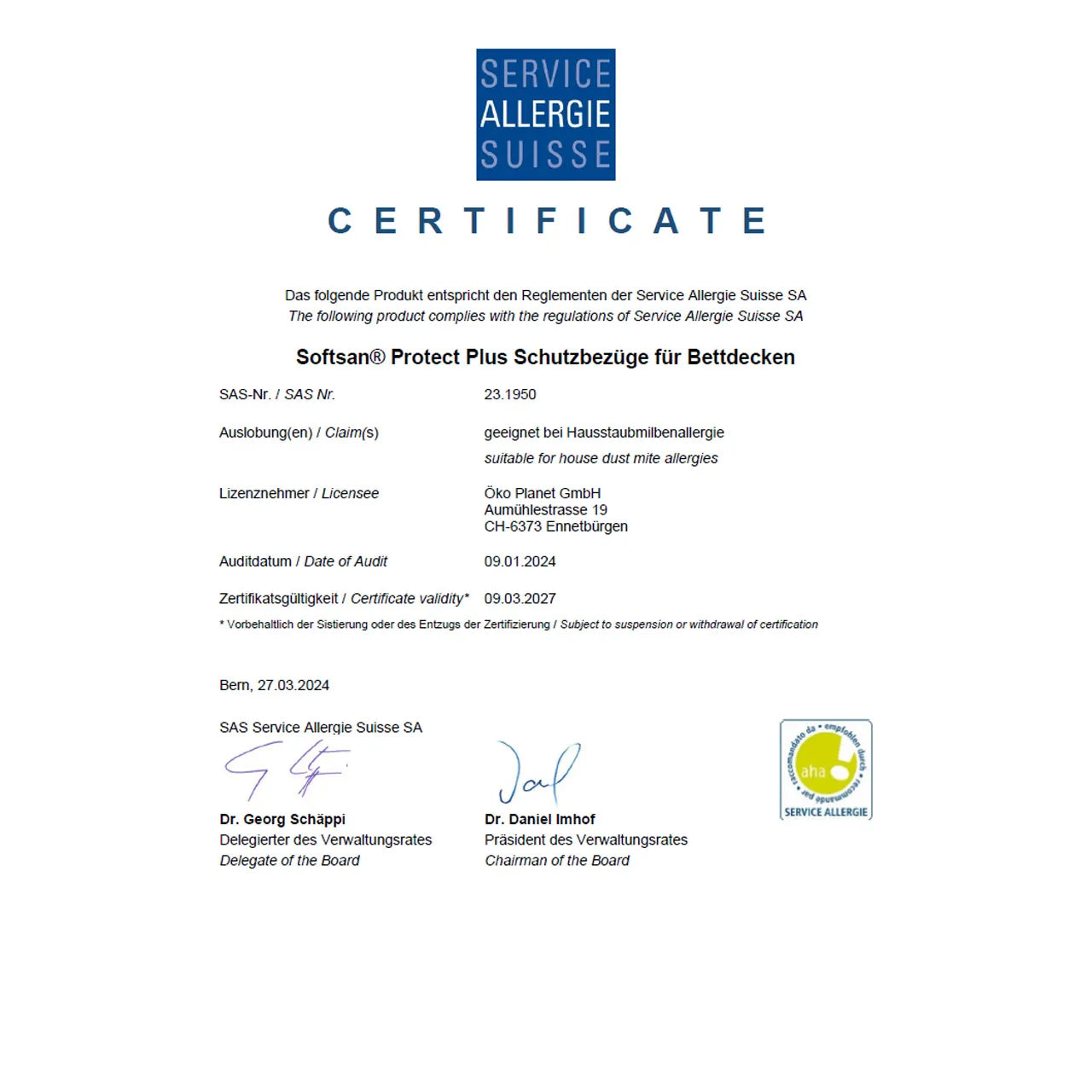 Softsan® Protect Plus Anti Milben Bettdecken Encasing Maßanfertigung | Schutzbezug für Allergiker - Softsan