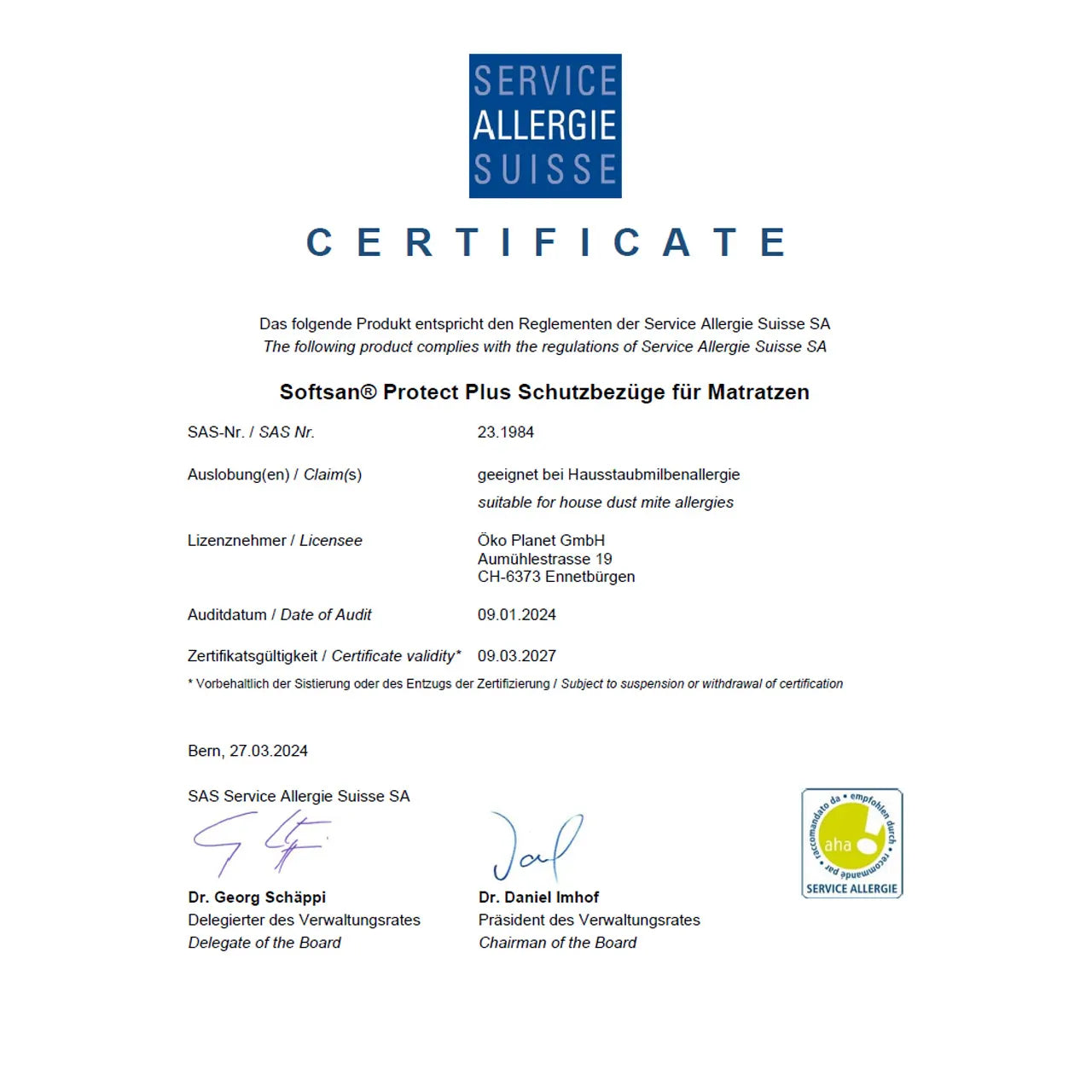 Softsan® Protect Plus Allergiker Matratzenbezug | Anti Milben Encasing Maßanfertigung - Softsan