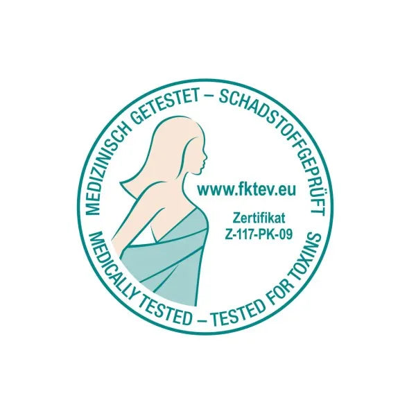 Siegel „Medizinisch getestet – Schadstoffgeprüft“, Zertifikat Z-117-PK-09, www.fktev.eu