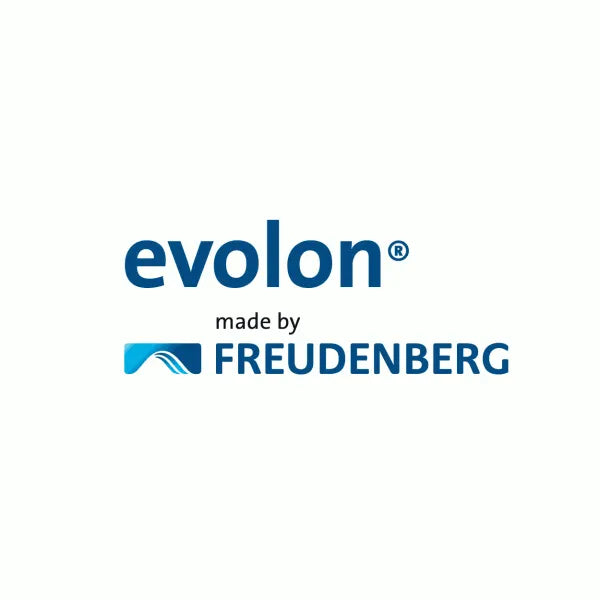 Logo „evolon made by FREUDENBERG“, Materialhersteller des Gewebes für das Softsan Milbenschutz-Reiselaken