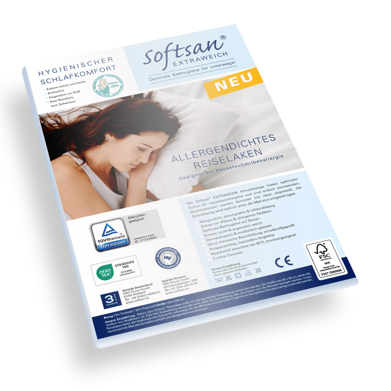 Softsan® Milbenschutz Reiselaken | Extraweich | für Allergiker - Softsan