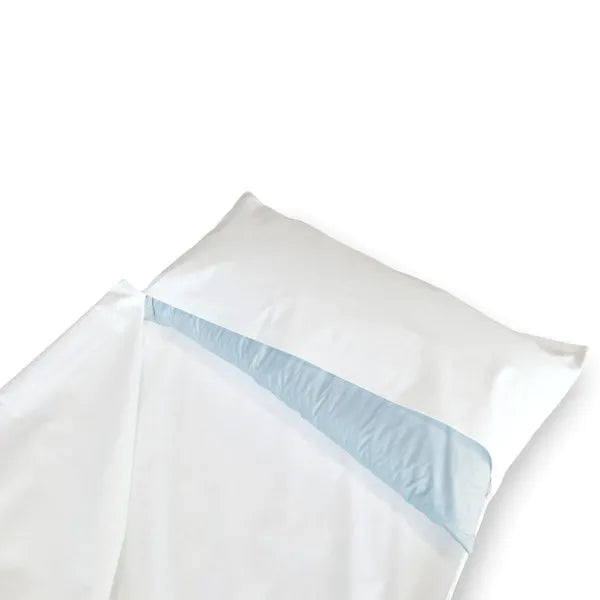 Softsan Allergiker Schlafsack mit Milbenschutz-Encasing, weiß mit hellblauem Einsatz, mit Kissen