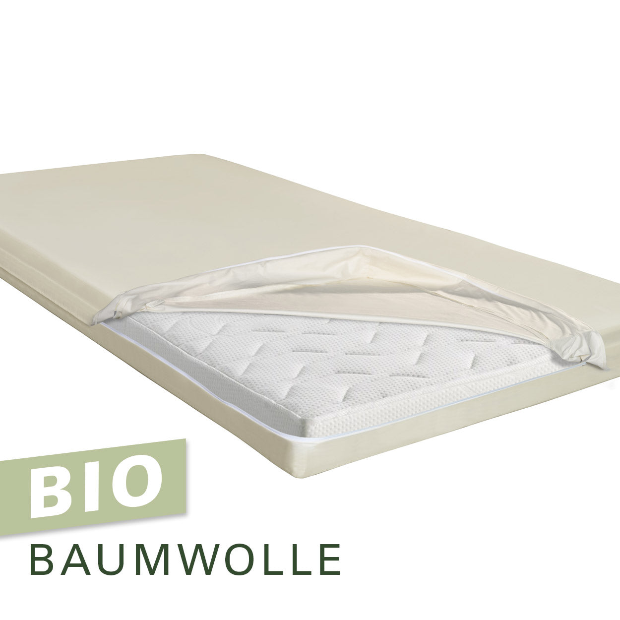 Softsan® Encasing für Boxspring Topper aus Bio Baumwolle | Schutzbezug für Allergiker - Softsan